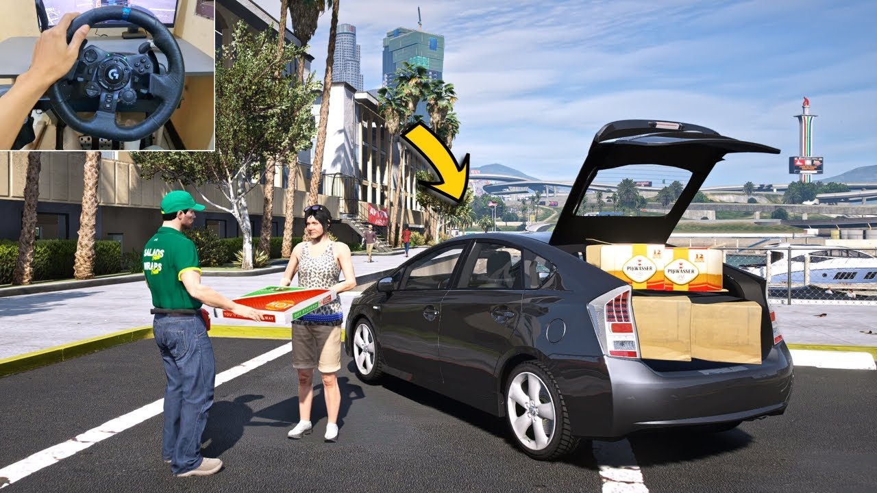 GTA 5 Lets Go To Work as Uber Eats Driver - Steering Wheel Gameplay