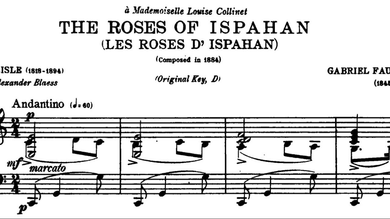 Les roses d'Ispahan (C Major), Gabriel Fauré, Piano Accompaniment