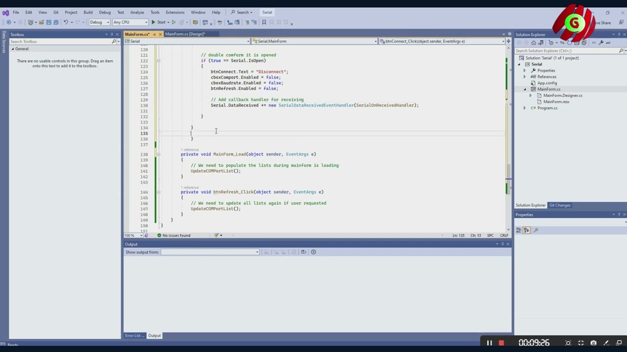 Visual Studio 2022 C# Serial Port window form application for arduino