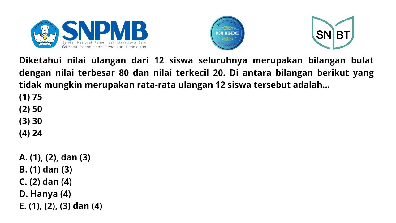 Pembahasan Tryout Penalaran Matematis SNBT Soal 8 (Statistika : Rata-rata Data Tunggal)