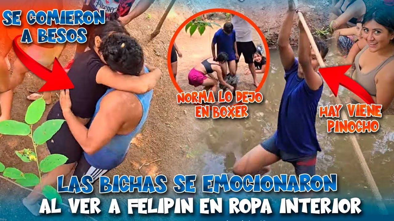 Este fue el premio de Andrea por cruzar el lazo. Se emocionaron cuando vieron a Felipe en boxer 😳😲