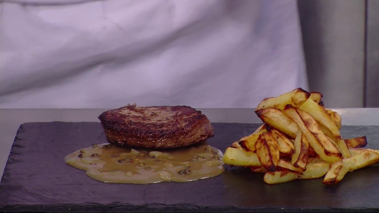 Tendre de Bœuf sauce au poivre vert & frites au four
