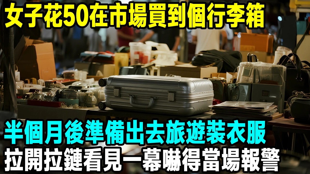 女子花50在市場買到個行李箱，半個月後準備出去旅遊裝衣服，拉開拉鏈看見一幕嚇得當場報警...【晚間故事】