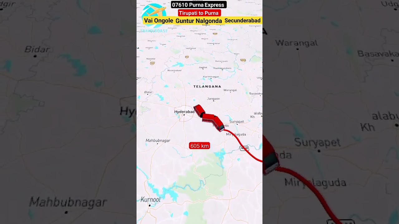 07610 Tirupati to Purna Vai Renigunta Nellore Chirala Guntur Nalgonda Secunderabad Vikarabad Bidar