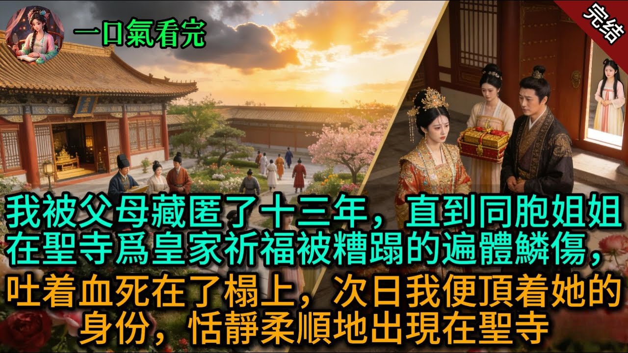 【原創已完結】我被父母藏匿了十三年，直到同胞姐姐在聖寺爲皇家祈福被糟蹋的遍體鱗傷，吐着血死在了榻上，次日我便頂着她的身份，恬靜柔順地出現在聖寺