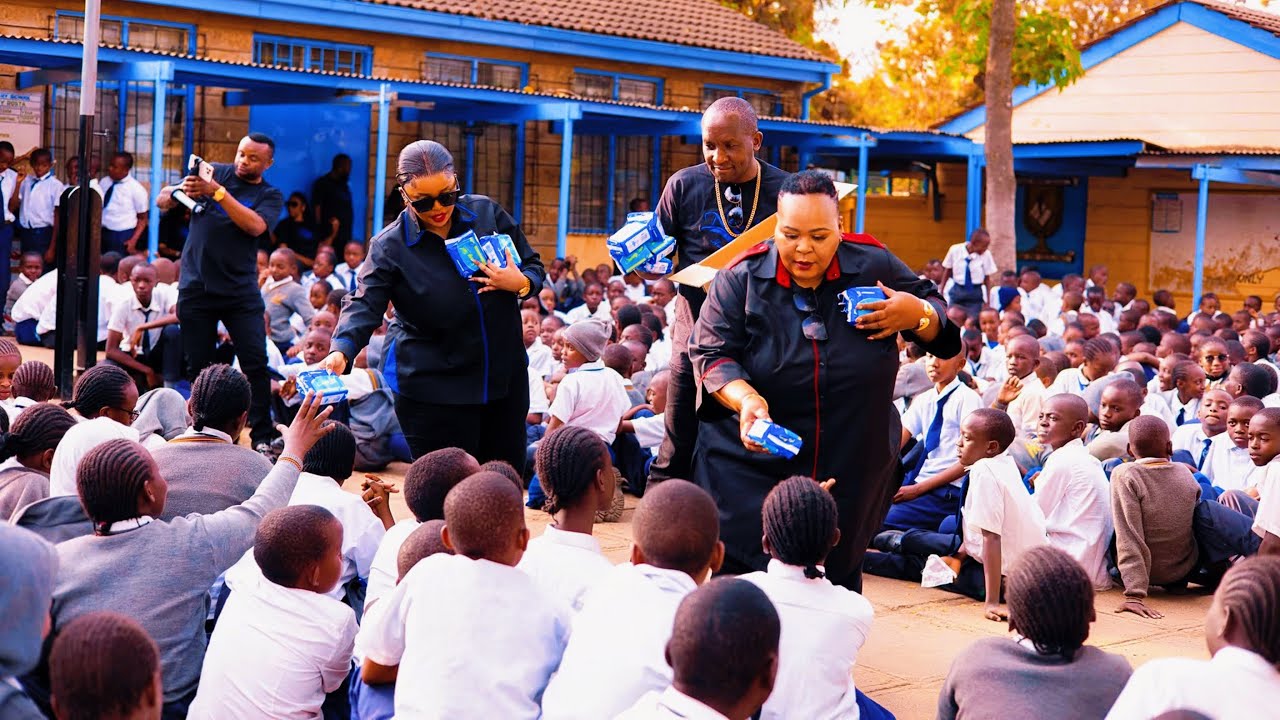 Natasha Hands of Compassion ❤️ At Busara Primary School, we gave footballs ⚽️ & sanitary pads.