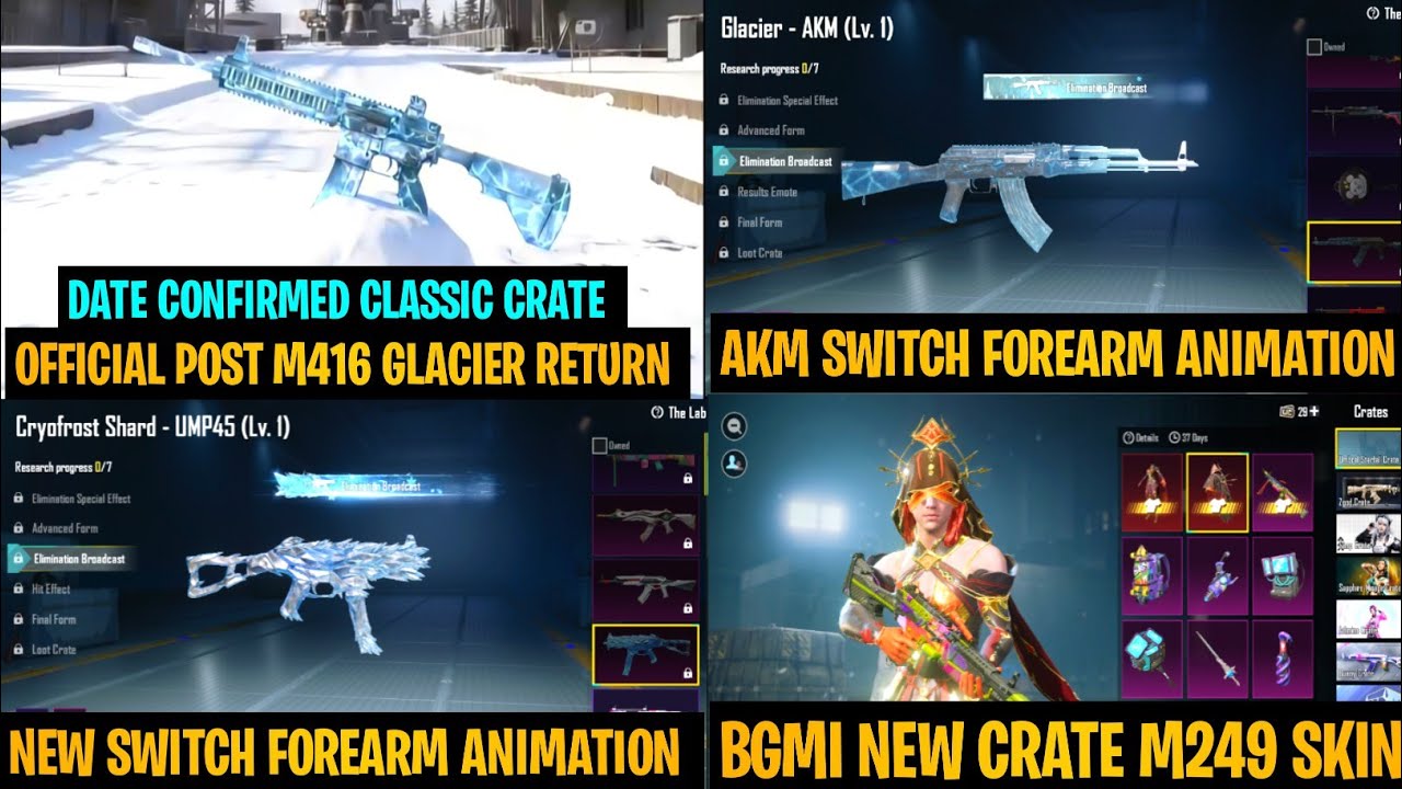 Official Post 😍Next Classic Crate M416 Glacier Return | New Crate M249 Skin | UMP-AKM Glacier Return