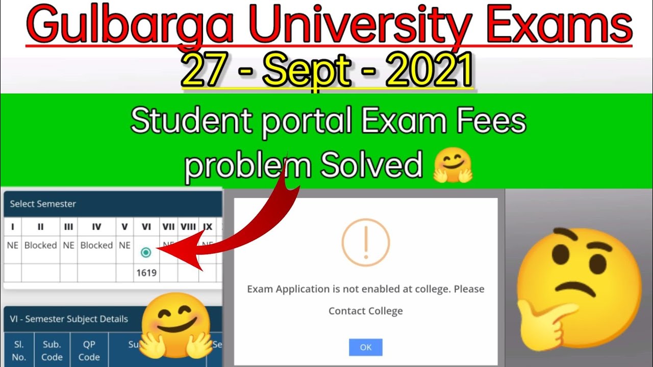 Student Portal Exam Fees Problem ? Gulbarga University Exam date timetable 2021 BA BCOM BSC BCA BBM.