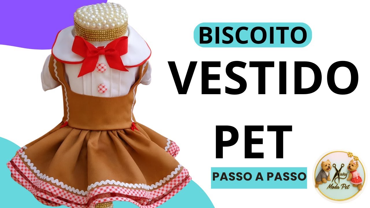 Vestido Biscoito de Natal para Pet 🍪🎄 Gola Bebê + Manga Bufante Passo a Passo