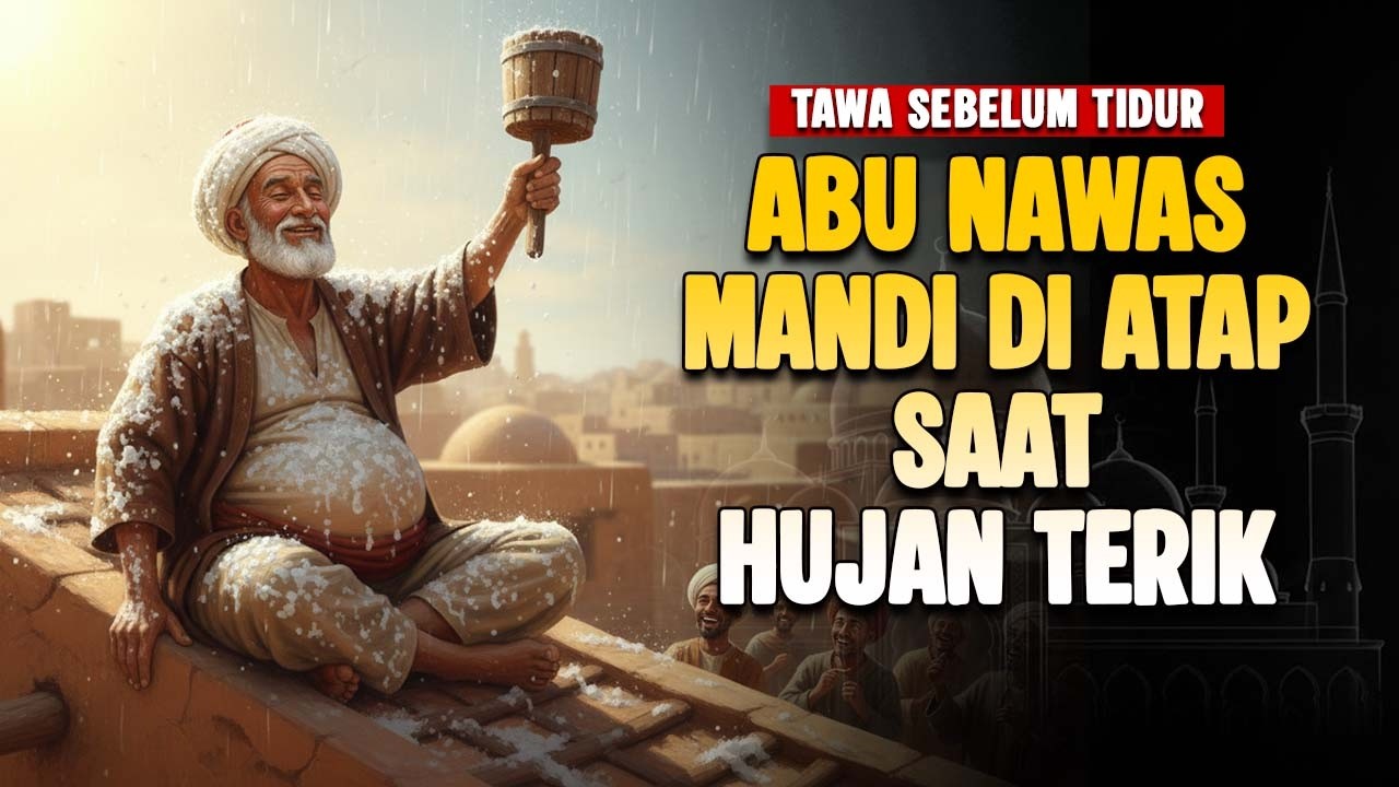 ABU NAWAS MANDI DI ATAP SAAT HUJAN TERIK — KISAH LUCU PENGANTAR TIDUR