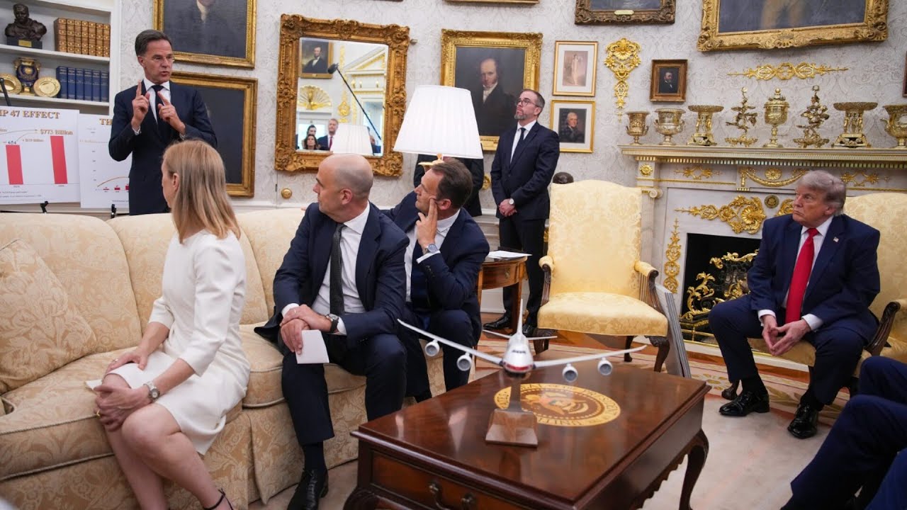 Mark Rutte attempts to ease NATO-US tensions as he flatters Trump with charts and praise