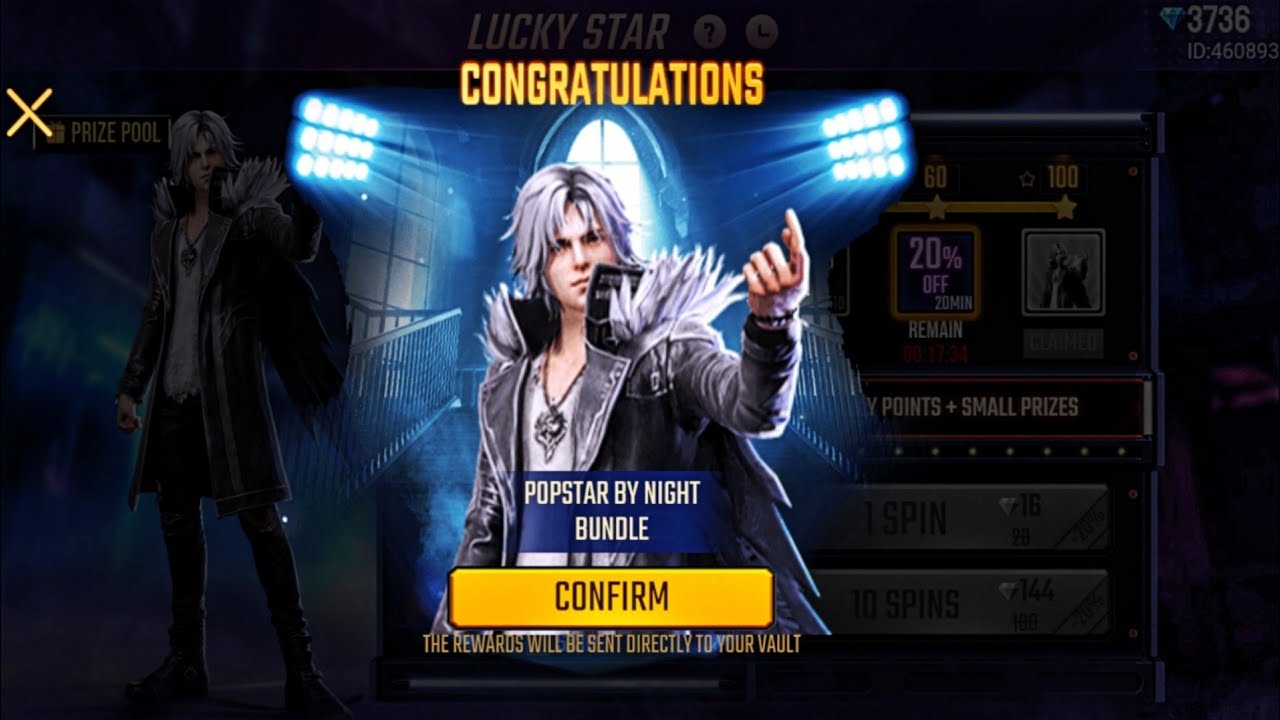 FREE FIRE LUCKY STAR NEW WEB EVENT FULL DETAILS || I GOT POPSTAR BY NIGHT BUNDLE IN FREE SPIN