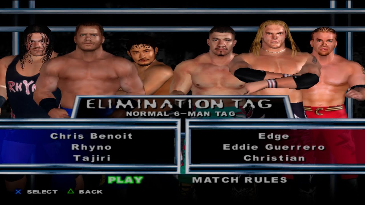 WWE SmackDown! HCTP - Chris Benoit,Rhyno,Tajiri VS Edge,EddieGuerrero,Christian (ELIMINATION TAG)