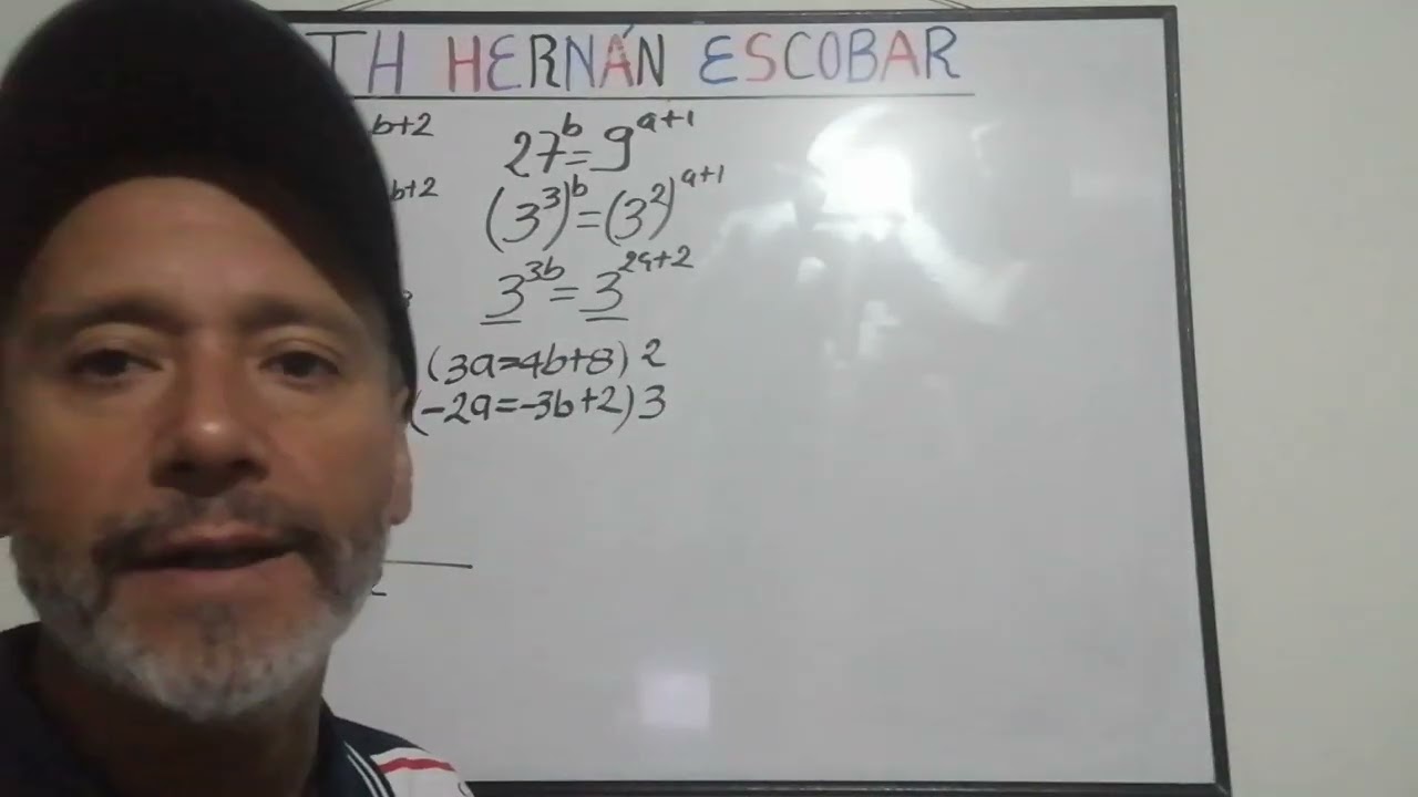 Hallar el valor de las incógnitas que están en los exponentes de 2 ecuaciones 
