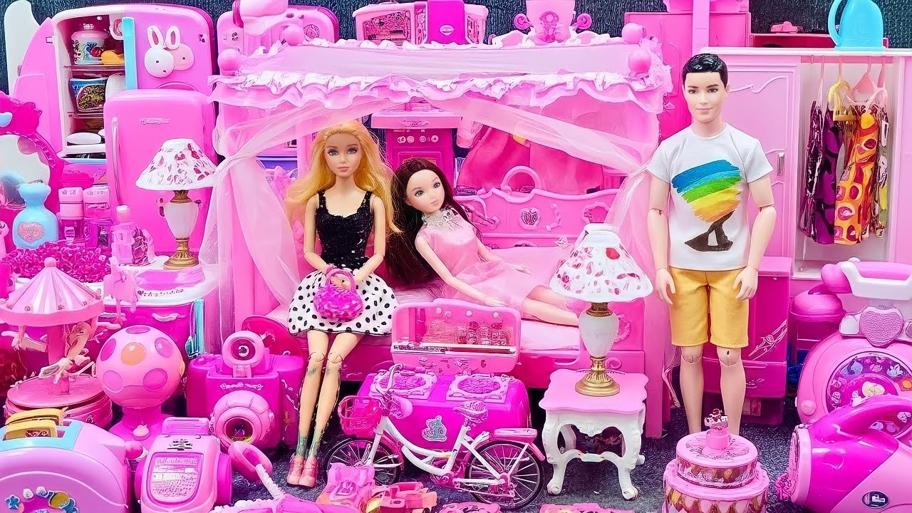 13 Minutes Satisyfing With Unboxing Cute Barbie Family Play Set, Royal Princess Home Toys Review