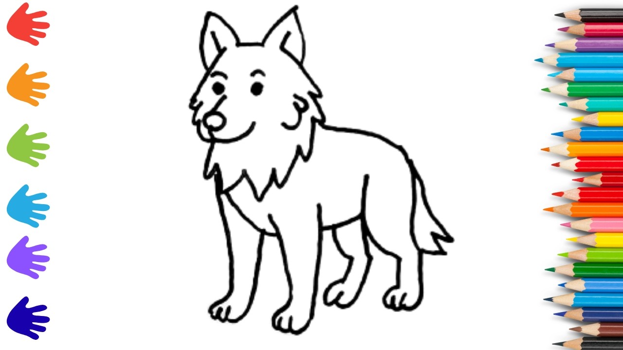 How To Draw cute wolf Drawing, Painting & Coloring For Kids and Toddlers_ Child Art 🐋🌈🎨
