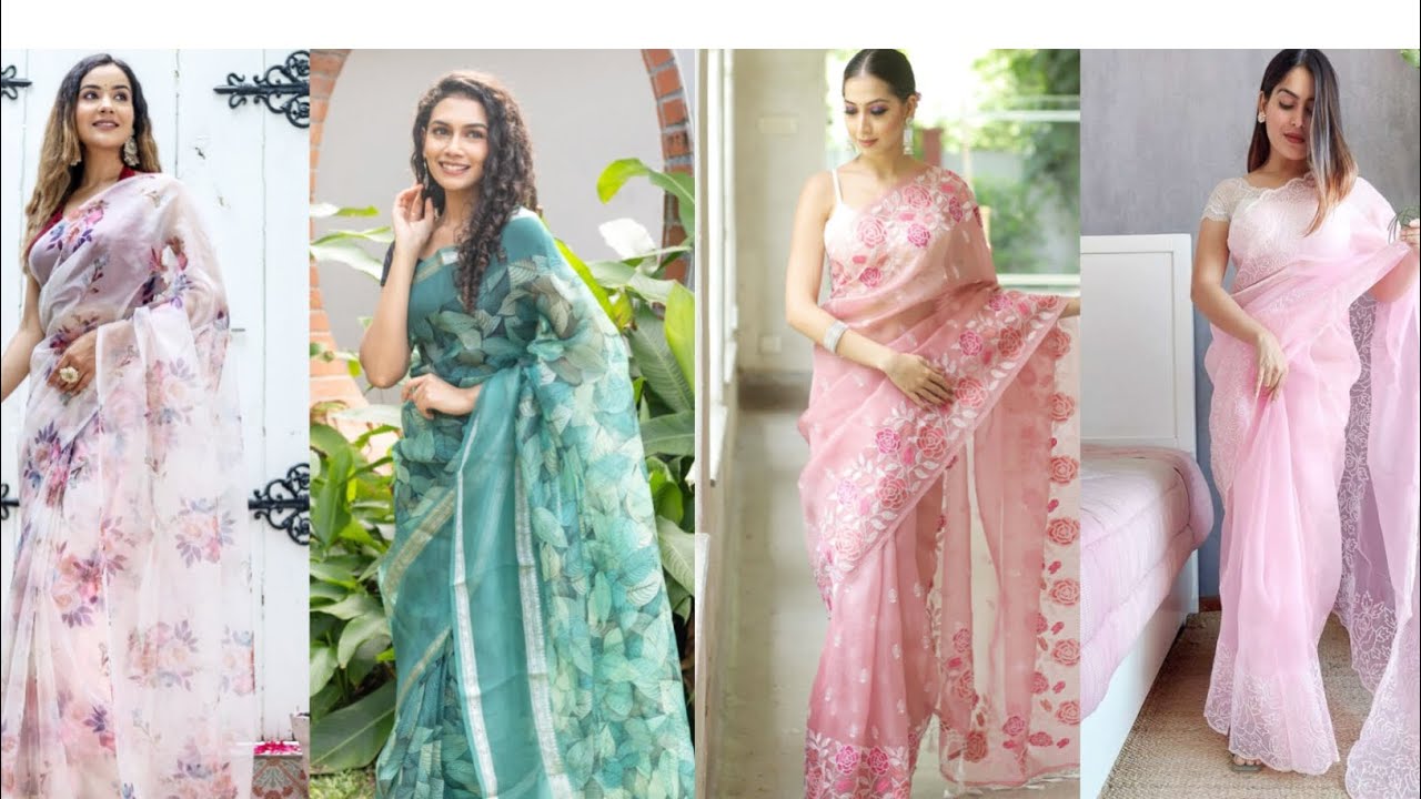 🌸New Trending Organza Floral Saree Design 2025 | Soft Look & Elegant Style Saree for Party Wear💖