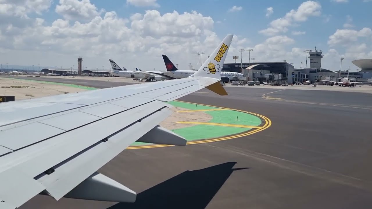 Full taxi and takeoff from Tel Aviv TLV Ben Gurion Airport