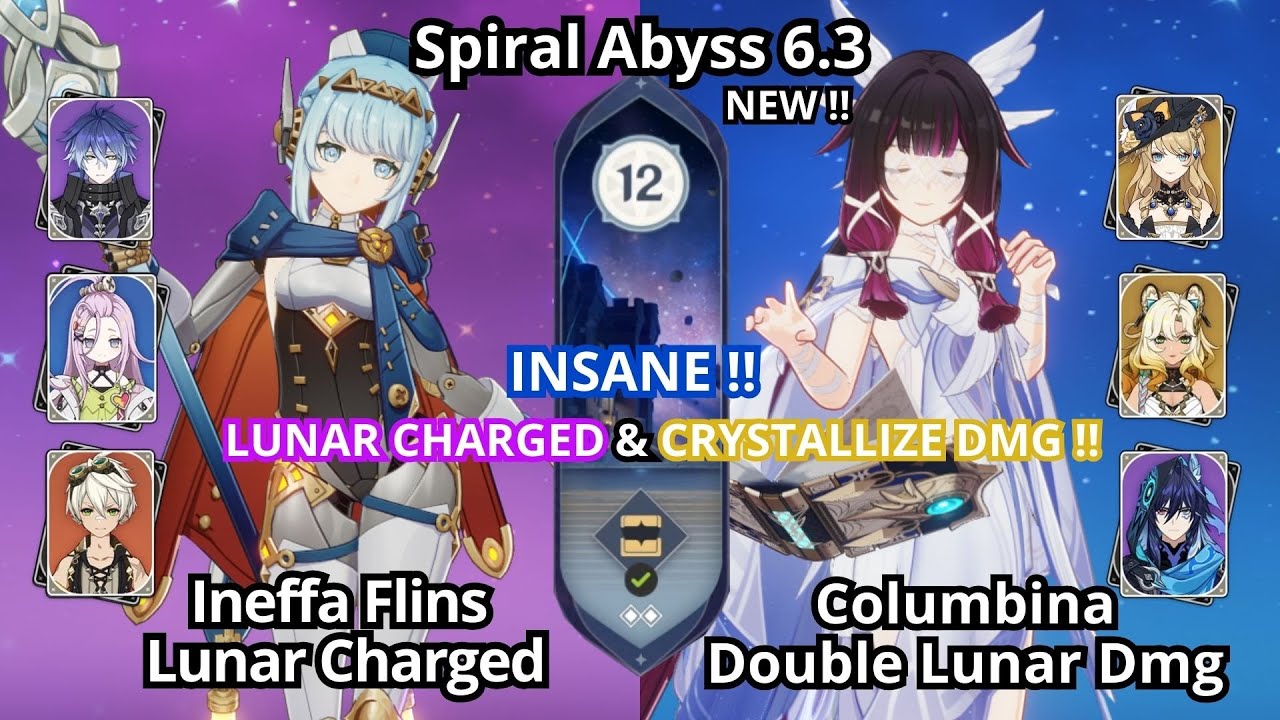 NEW !! C0 Columbina Lunar Crystallize & C0 Flins Ineffa - Spiral Abyss Floor 12 Genshin Impact 6.3