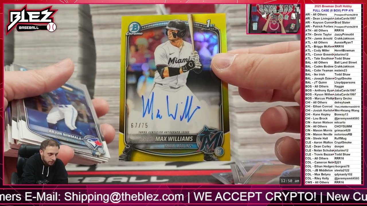 2025 Bowman Draft Hobby FULL CASE BREAK Pick Your Player #76