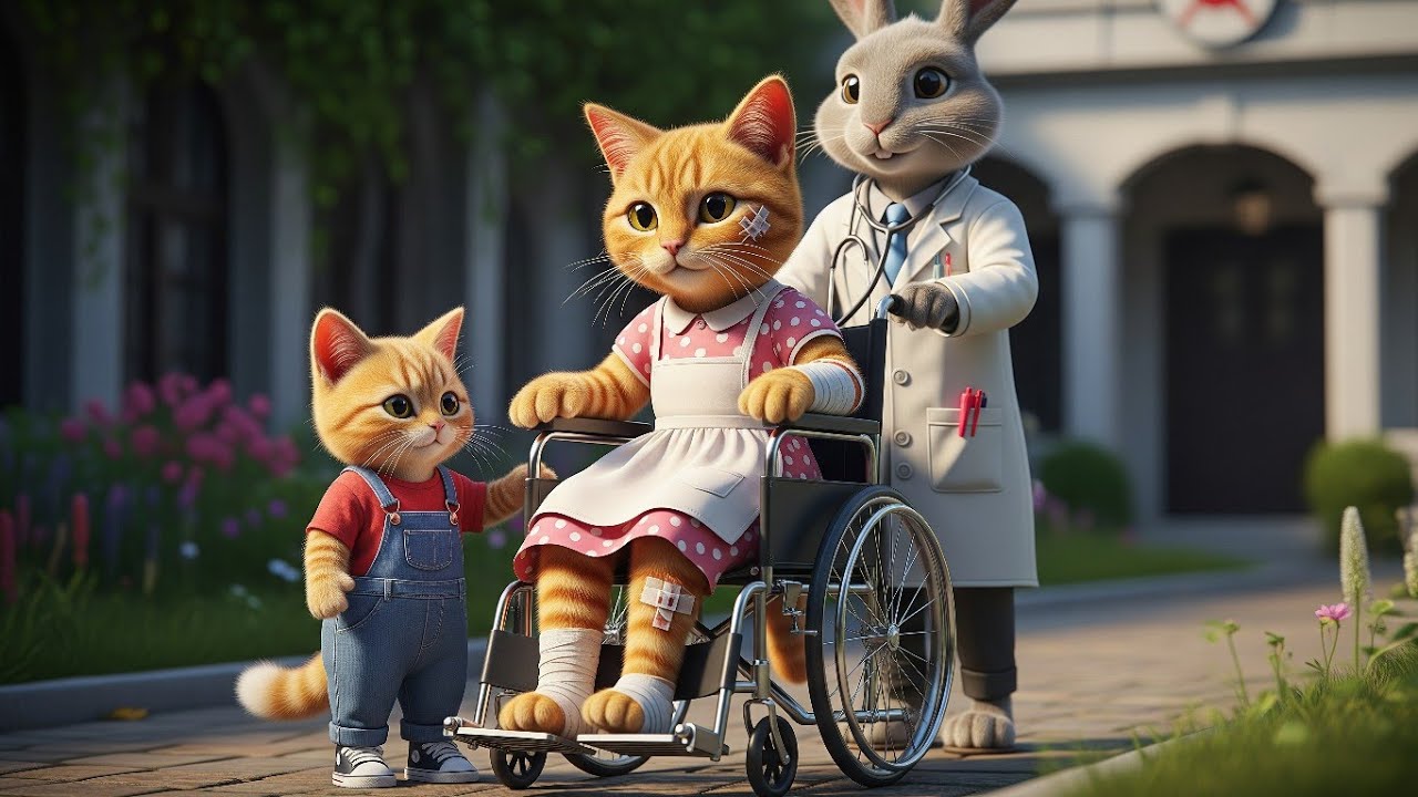 Brave Ginger Kitten Saves Her Injured Mom Cat