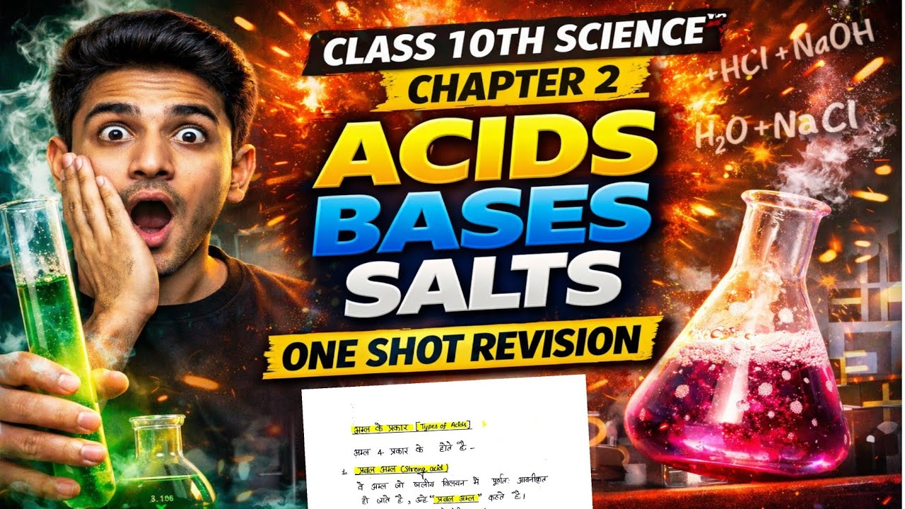 Class 10 Science Chapter 2 Acids Bases and Salts Full Chapter 🔥 One Shot Revision | up board Exam