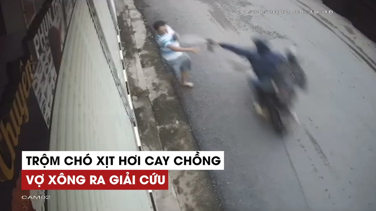 Vợ lao ra giải vây cho chồng, đánh trả trộm chó manh động