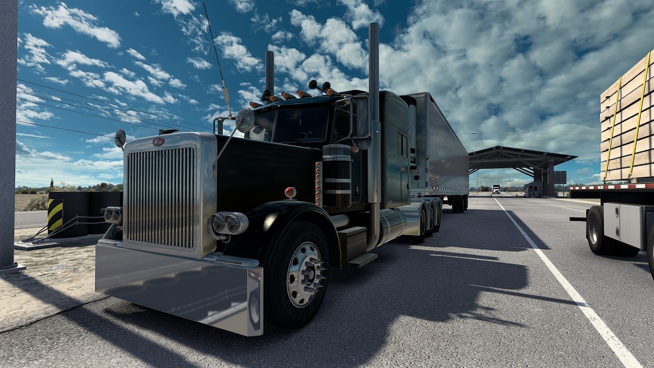 ATS Com Caminhão Peterbilt 389 Mod Câmera GoPro Gráficos Snoowy Moon + Reshade + PNG Simulação Total