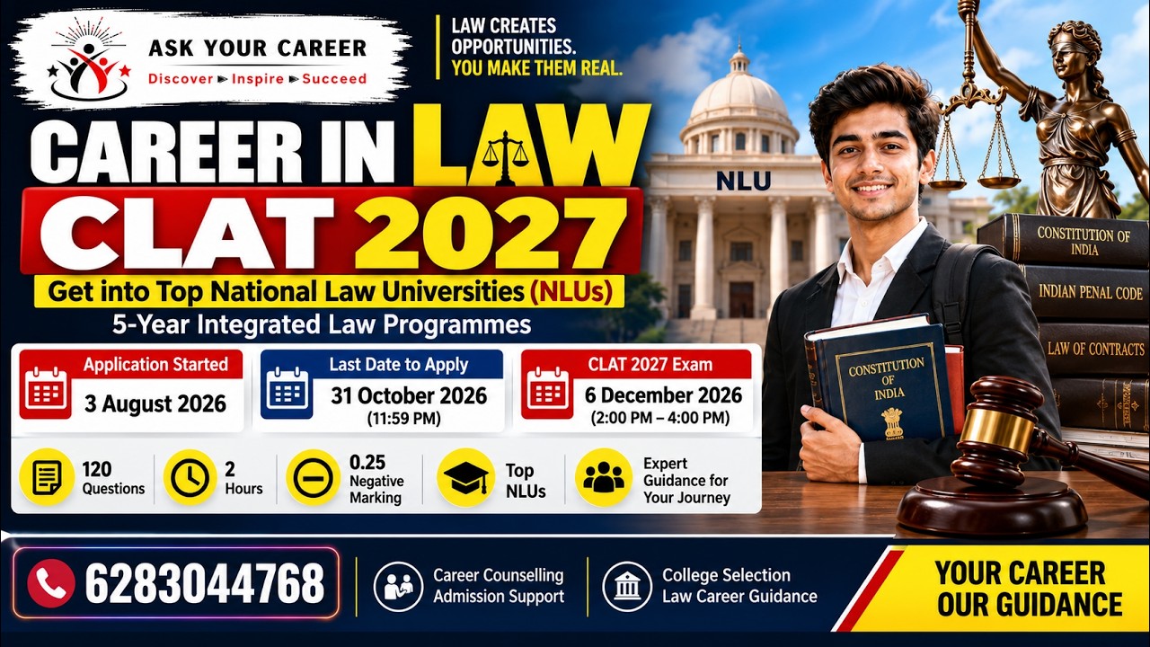 CLAT 2027 Application Form OPEN 🔥 | Career in Law | NLU Admission, Call 6283044768