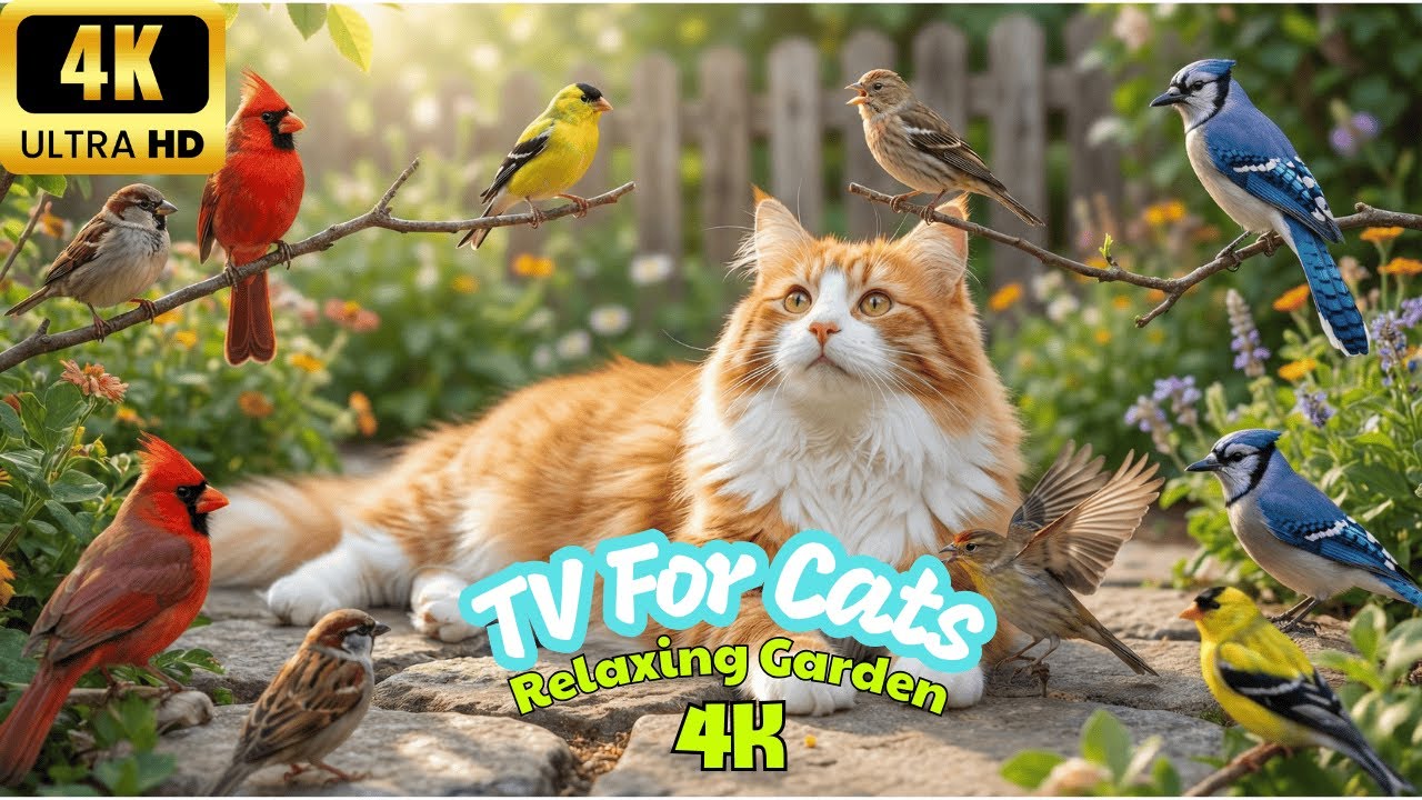 Calming TV for Cats to Watch 🌱 Natural Garden Bird Scenes Cats Enjoy Watching | 4K HDR