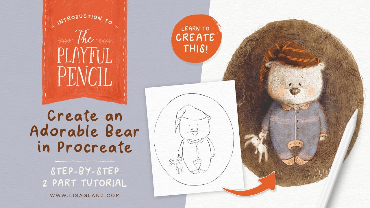 The Playful Pencil Procreate Brush Tutorial - Brush Overview, Fur Demo & Draw An Adorable Bear