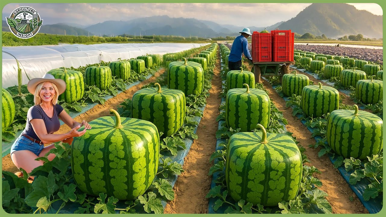 World's Most Expensive Square Watermelon Farming Techniques &ndash; Harvesting & Processing Secrets