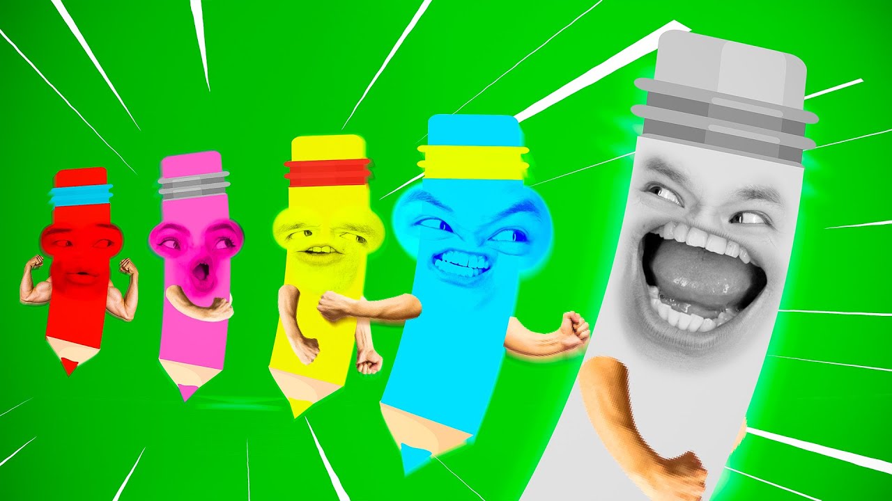Les Crayons de Couleur (Jaune, Bleu, Rose, Rouge et Gris) | D Billions Chansons pour B&eacute;b&eacute;