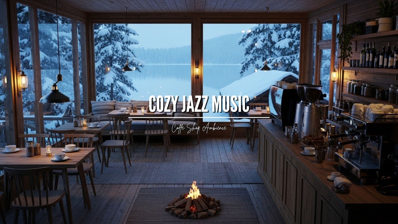 Winter Morning Café Jazz ❄️ Soft Piano & Fireplace Music for Studying, Working, Focusing & Sleeping