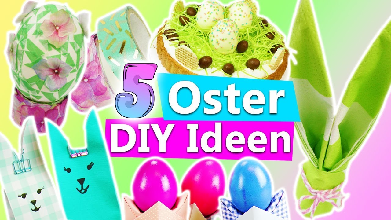 5 tolle DIY IDEEN für OSTERN | Osterdeko selber machen: Tischdeko, Ostereier bemalen, Kuchen backen