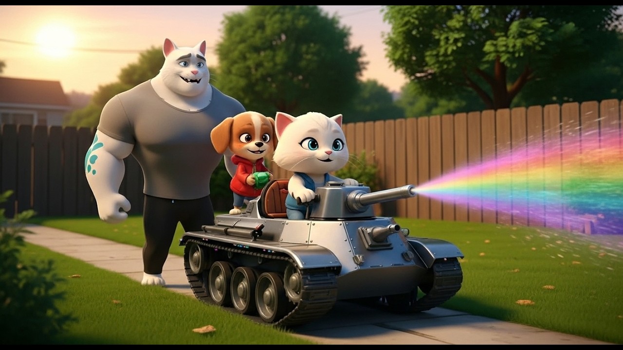 Cute Kitten Drives a Mini Tank… But Look What It Shoots! 🌈😂