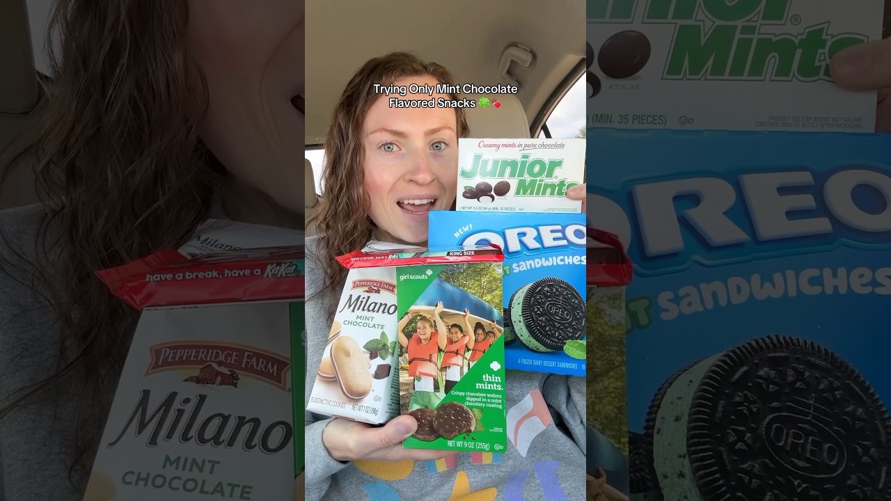 trying only mint chocolate flavored snacks 💚🍫 #snacks #mint #dessert