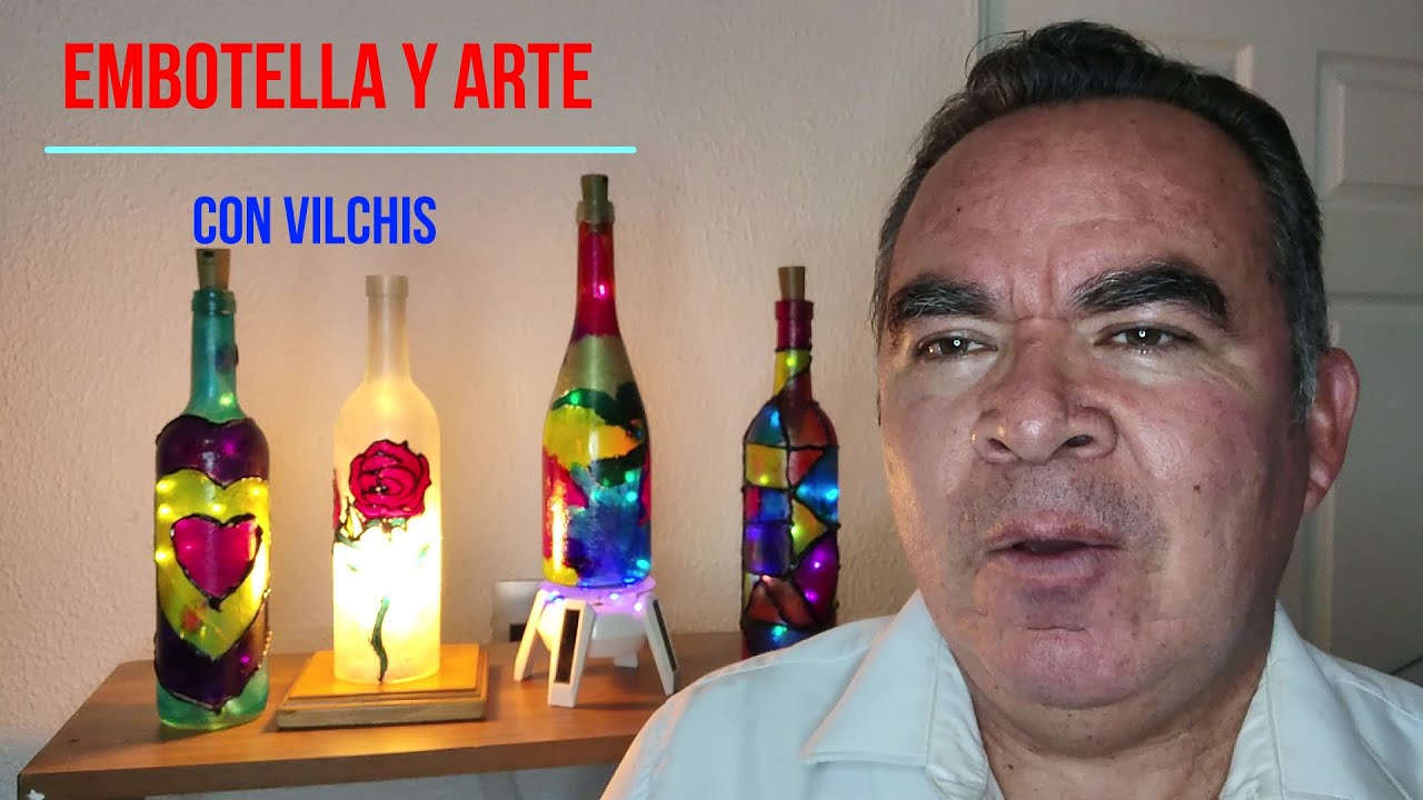 BOTELLA IMITACIÓN VITRAL CON TERMNADO ESCARCHA