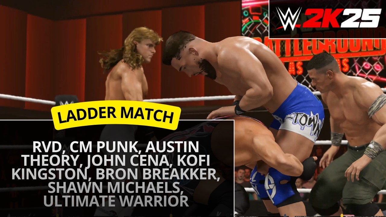 WWE 2K25 – Rob Van Dam vs CM Punk vs Austin Theory vs John Cena vs Kofi Kingston (Ladder Match)
