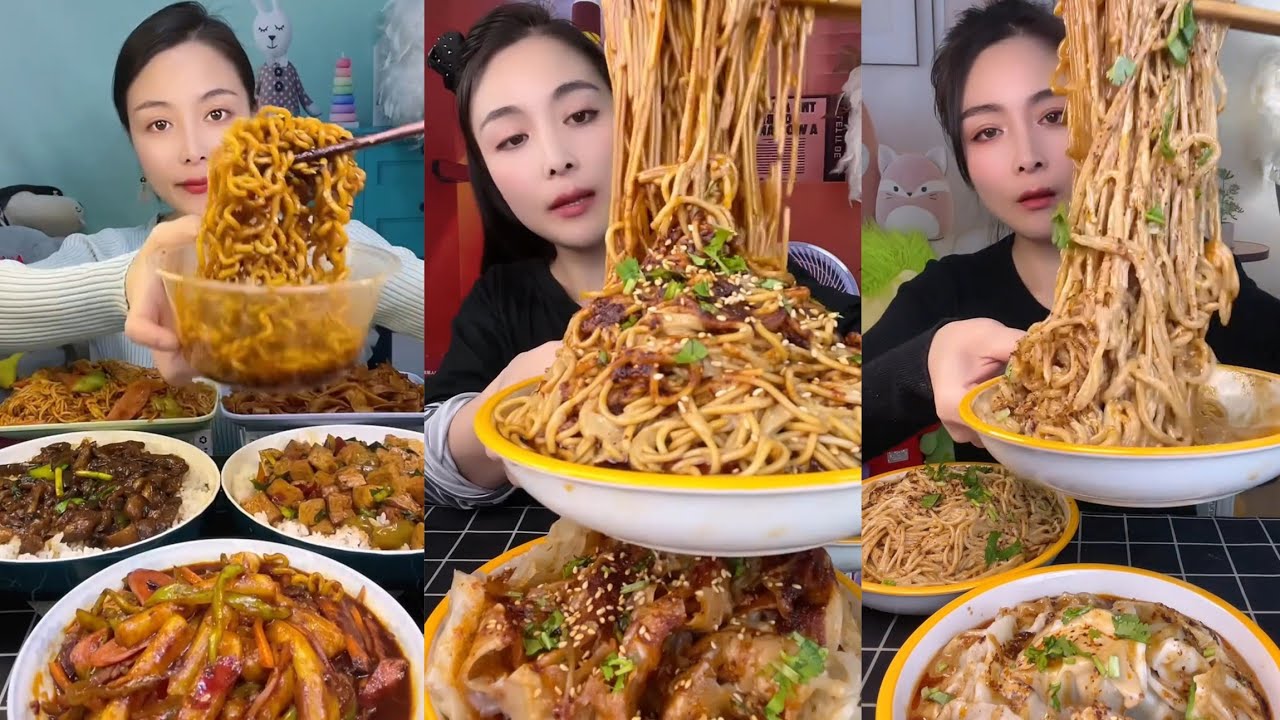 Mukbang : Eating Spicy Noodles 🍜🍜 fire Noodles 🍜 with Hotdogs 🍳 egg#eatingshow #noodles #pasta #cook