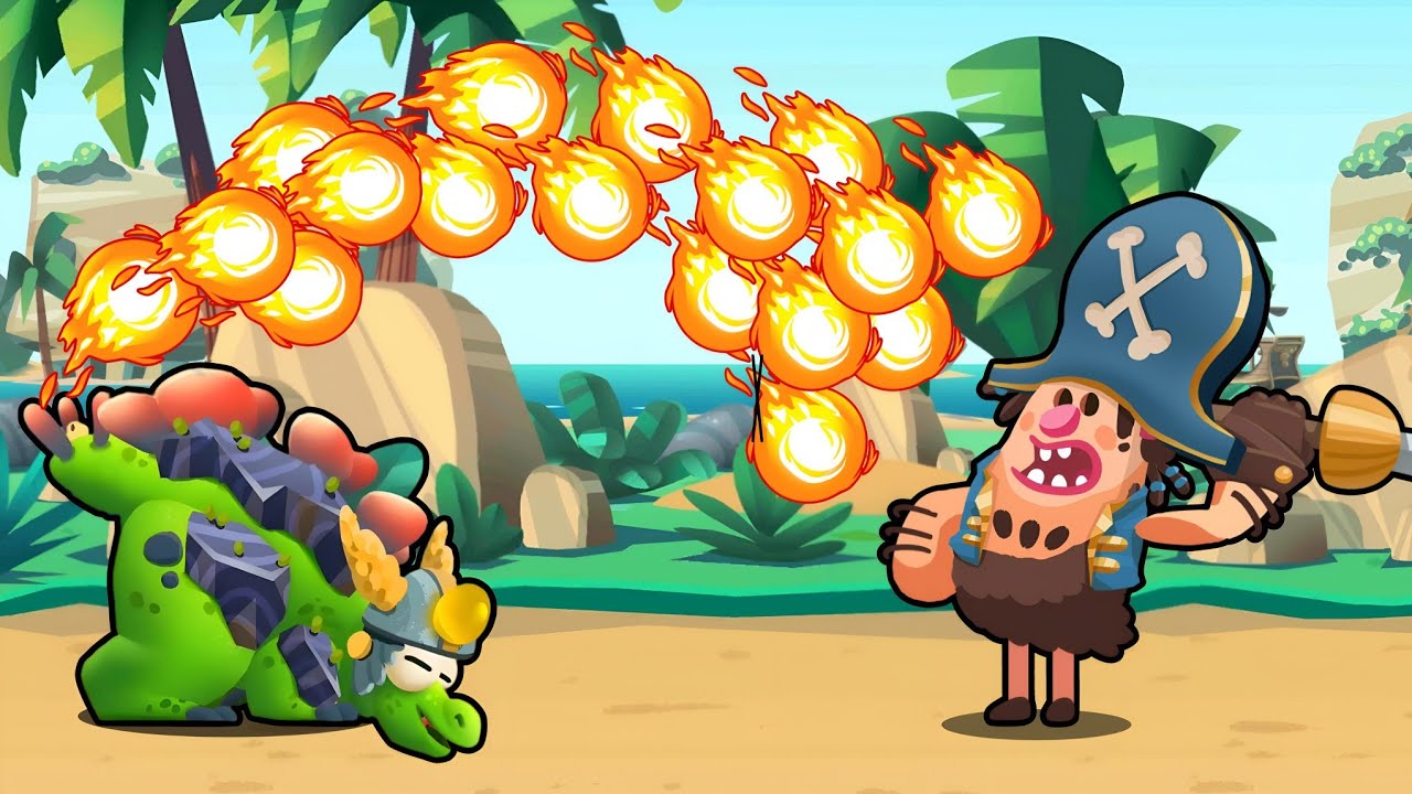 Fire Stegosaurus vs Pirate Swordsman - Dino Bash 2 Travel Through Time