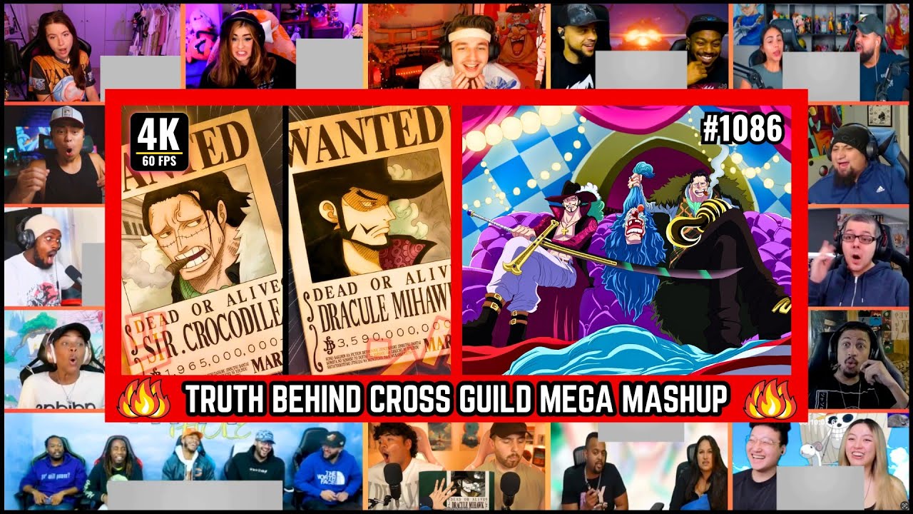 🔥🔥TRUTH BEHIND CROSS GUILD MEGA REACTION MASHUP -One Piece Episode 1086 Mega Reaction Mashup #mihawk