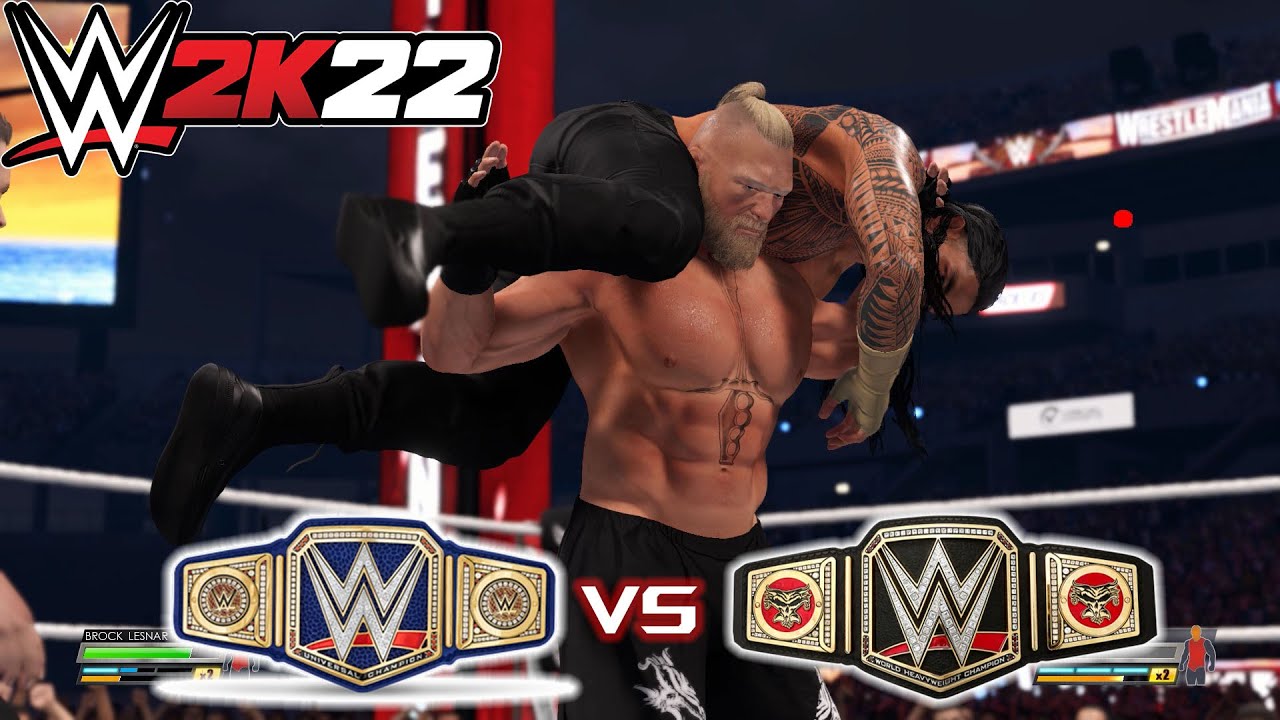 WWE 2K22 - Brock Lesnar vs Roman Reigns INCREDIBLE Wrestlemania Extreme Rules Universal Title Match