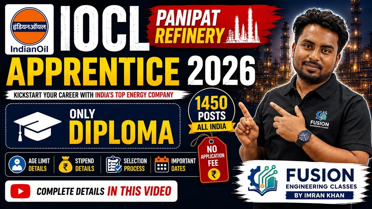 IOCL Apprentice Recruitment 2026 Panipat Refinery , Diploma Apprentice , Apprentice form kaise bhare