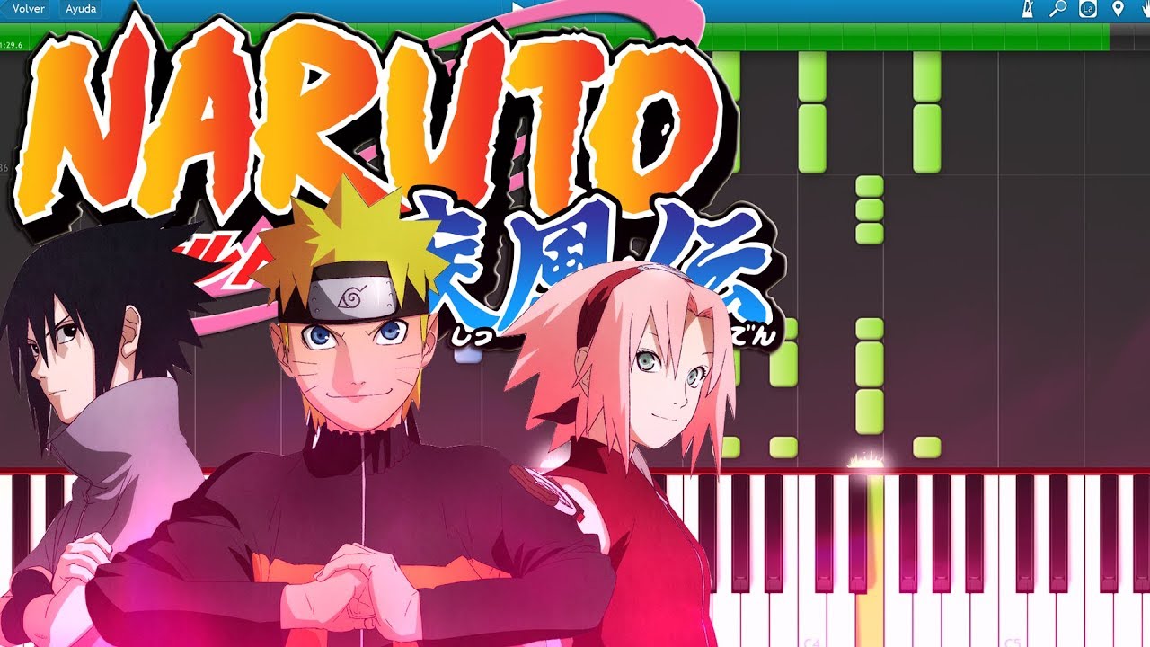 Hero's come back (Opening 1) - Naruto Shippuuden  [Piano Tutorial] - (Synthesia)