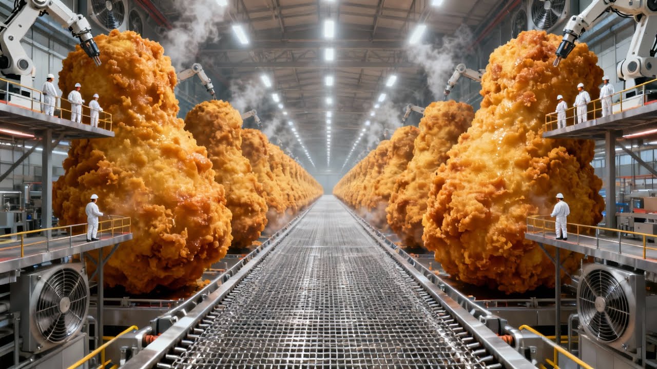 Inside the Chicken Nugget Factory: From Meat Grinding to Golden Crispy Shapes (Full Process)