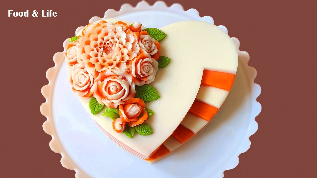 Làm Bánh Sinh Nhật Rau Câu Bậc Thang Trắng Cam - Rau Câu Giòn Truyền Thống - Food & Life