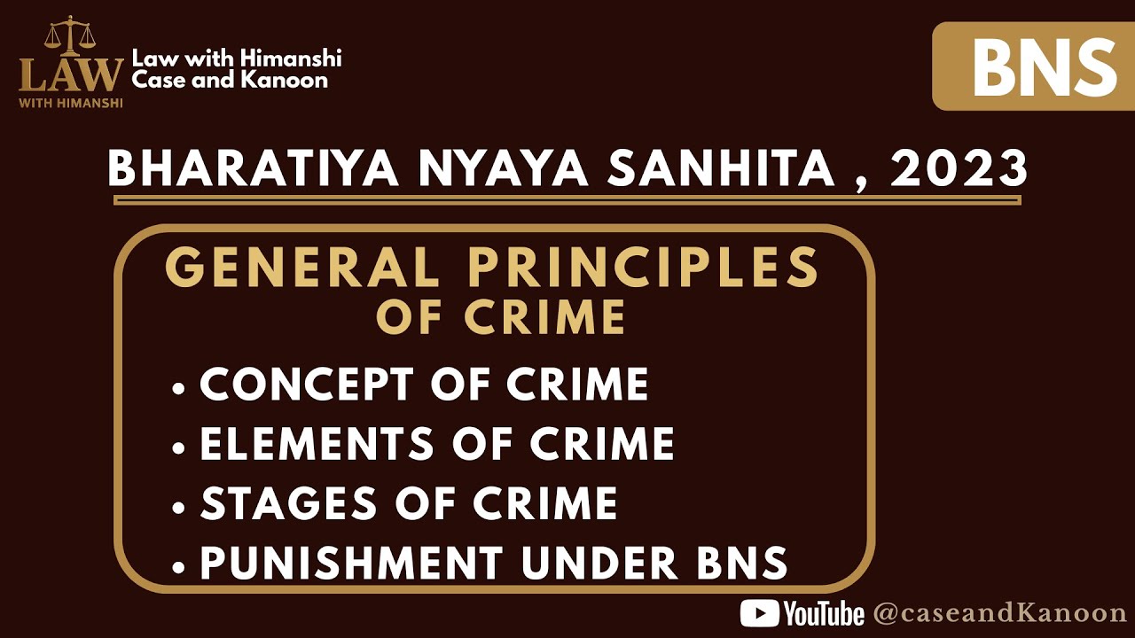 BNS 2023: General Principles of Crime | Concept, Elements & Stages of crime | Punishment | LLB CCSU