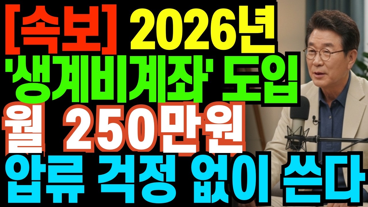 [속보] 2026년 '생계비계좌' 도입 월 250만원 압류 걱정 없이 쓴다| 기초연금, 노인복지, 정부지원금, 노후연금, 복지혜택
