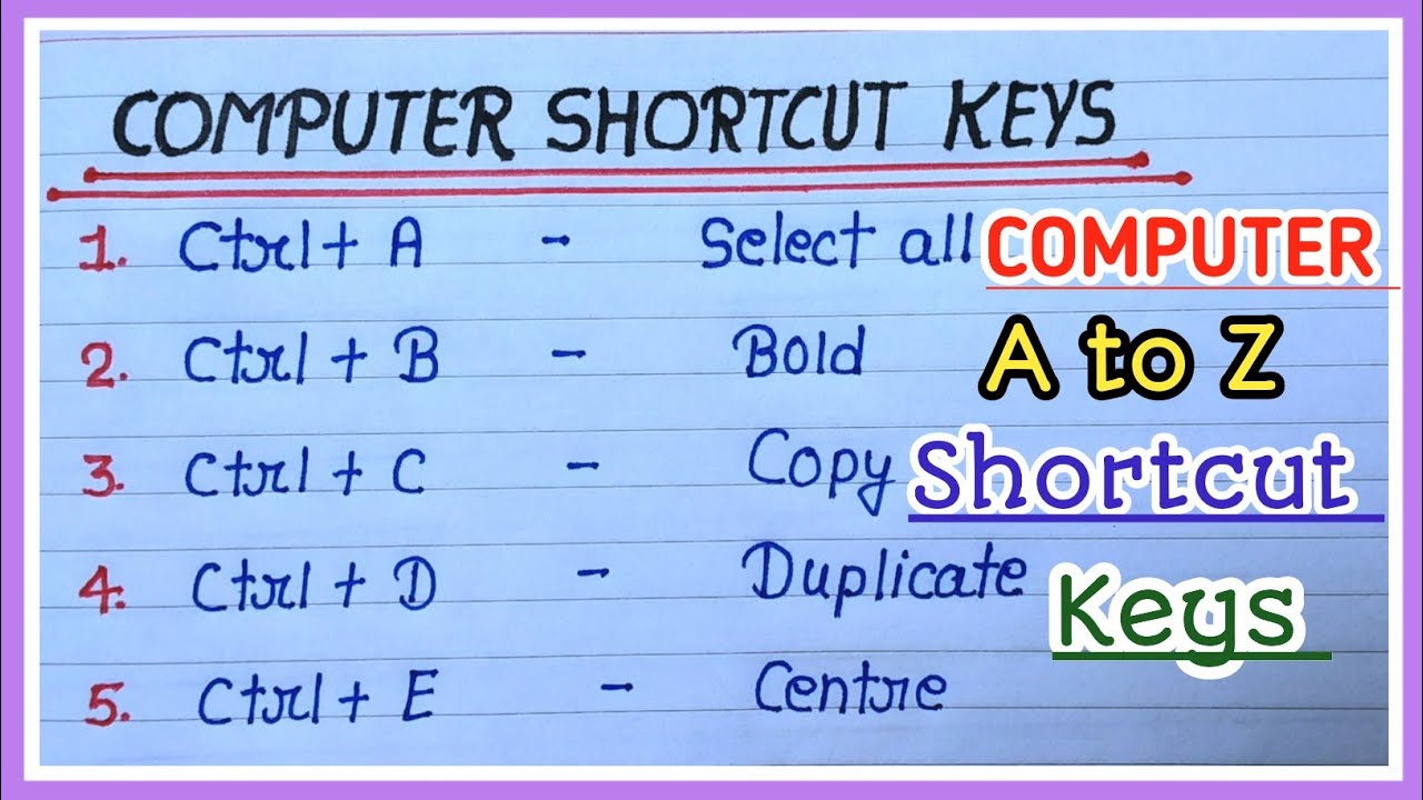 a to z ctrl shortcut keys|all computer short cut keys|computer basics tutorial|Data Education|